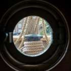 London, England, Great Britain. View from port hole on old sailing ship Coastal Print